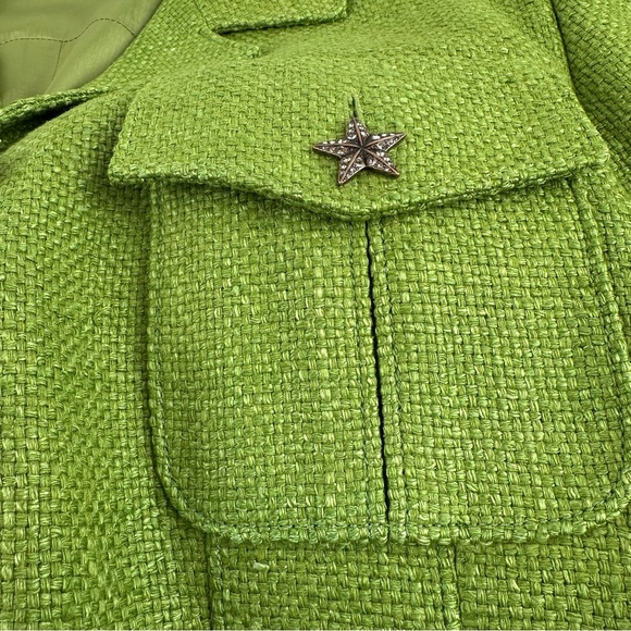Carlisle Vintage Green 100% Silk Tweed Lined Jacket with Rhinestone Buttons - Picture 9 of 10